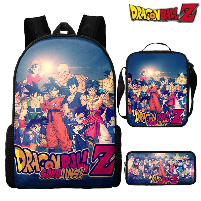 3pcs/set Dragon Ball Backpack Cartoon Goku Backpack Children And Adolescents Cartoon Large Waterproof Schoolbag Birthday Gifts