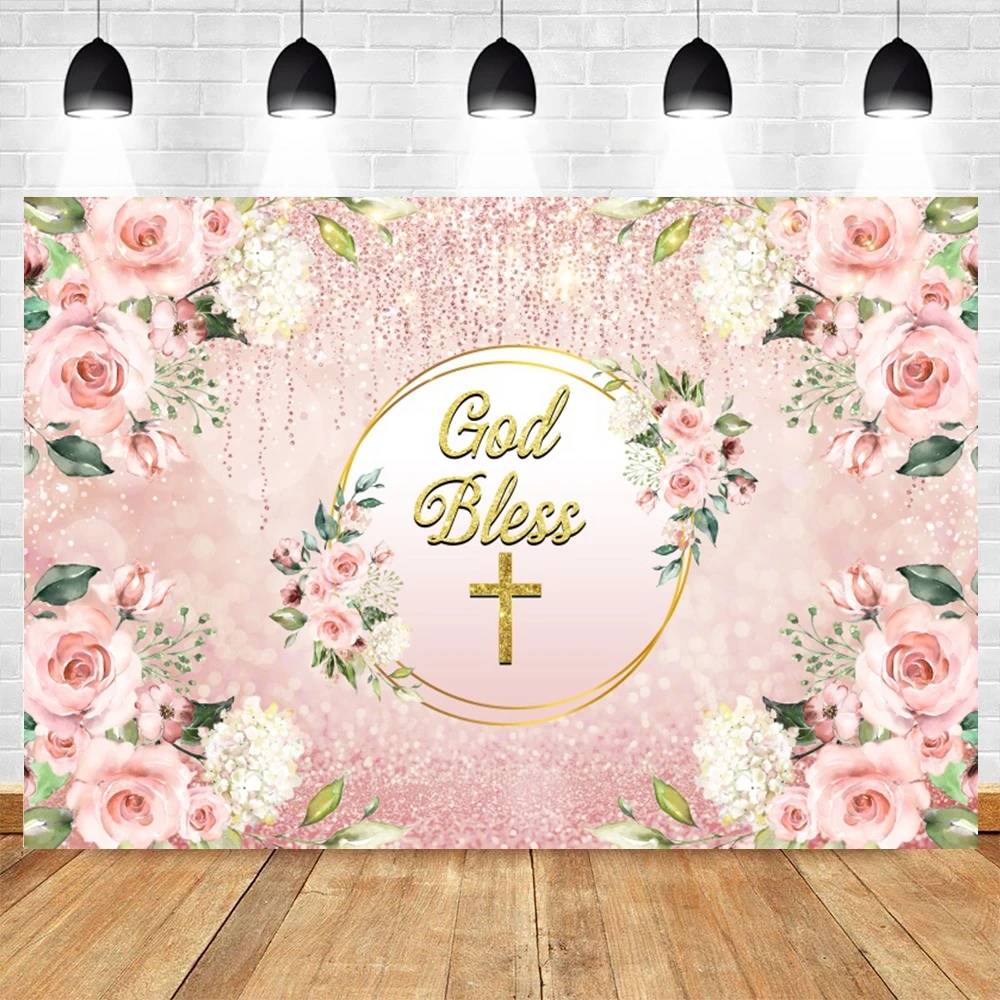 Mi Bautizo Photography Backdrop Newborn Baby Shower God Bless Baptism Party Decor Background Photo Studio Christening Photocall