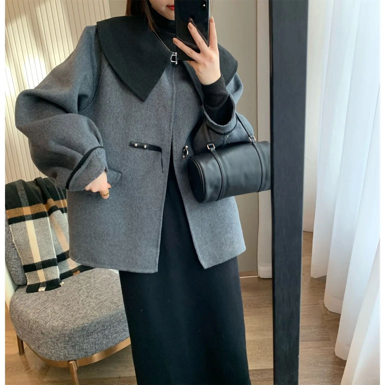 Cappotto di lana da donna giacche Blazer cardigan corto cappotto invernale vestiti in stile coreano capispalla retrò Y2K abbigliamento femminile top