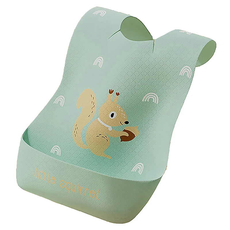 Waterproof Adjustable Food Feeding Supply Baby Bib With Food Catcher Disposable Children's Bib Cartoon Saliva Towel