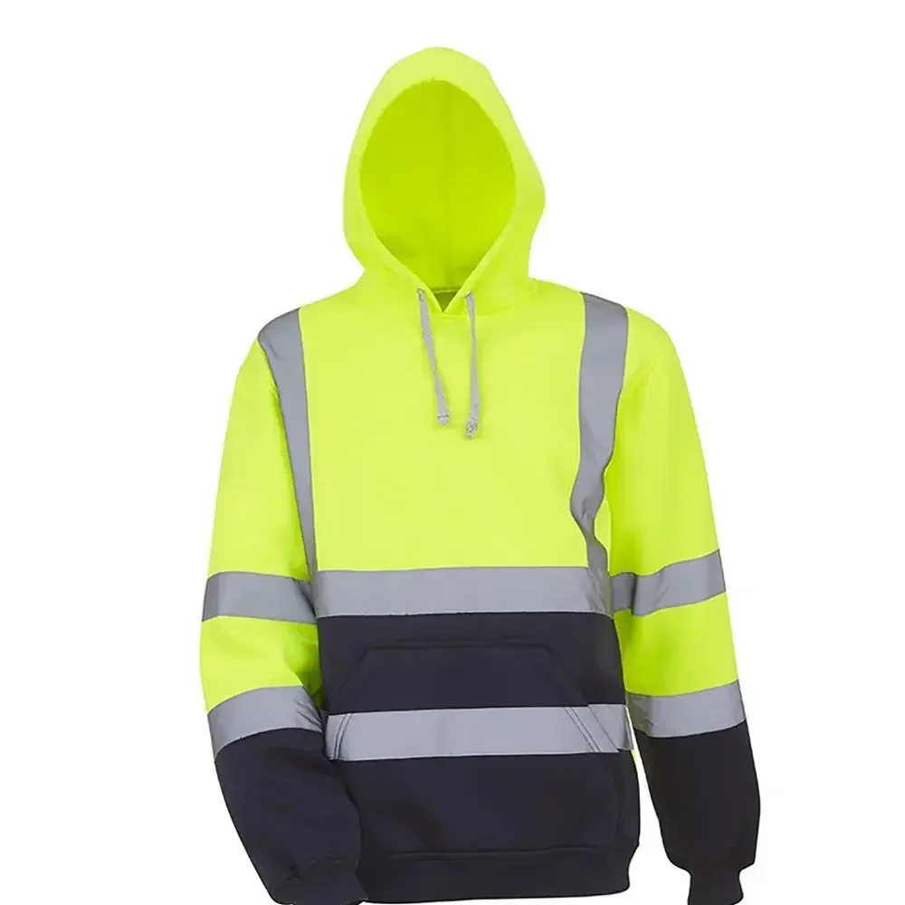 Jaqueta com capuz de lã polar reflexiva jaqueta laranja pulôver de alta visibilidade manga comprida moletom com capuz homem hoodies