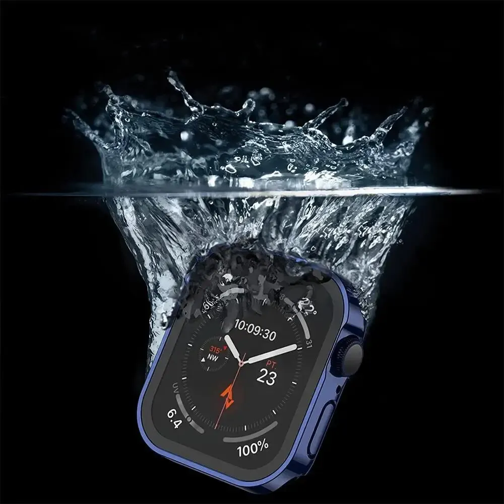 Cover for Apple Watch Case 45mm 41mm 44mm 40mm Watch Accessories Tempered Screen Protector for IWatch Series 7 8 9 SE 6 5 4