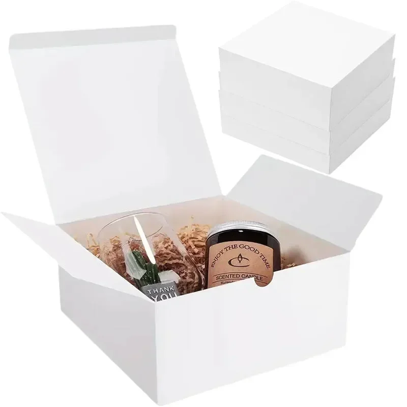 

12Pcs 20x20x10cm White Kraft Gift Box Handmade Candy Chocolate Cookie Storage Box Wedding Souvenirs Wrap Boxes Party Supplies