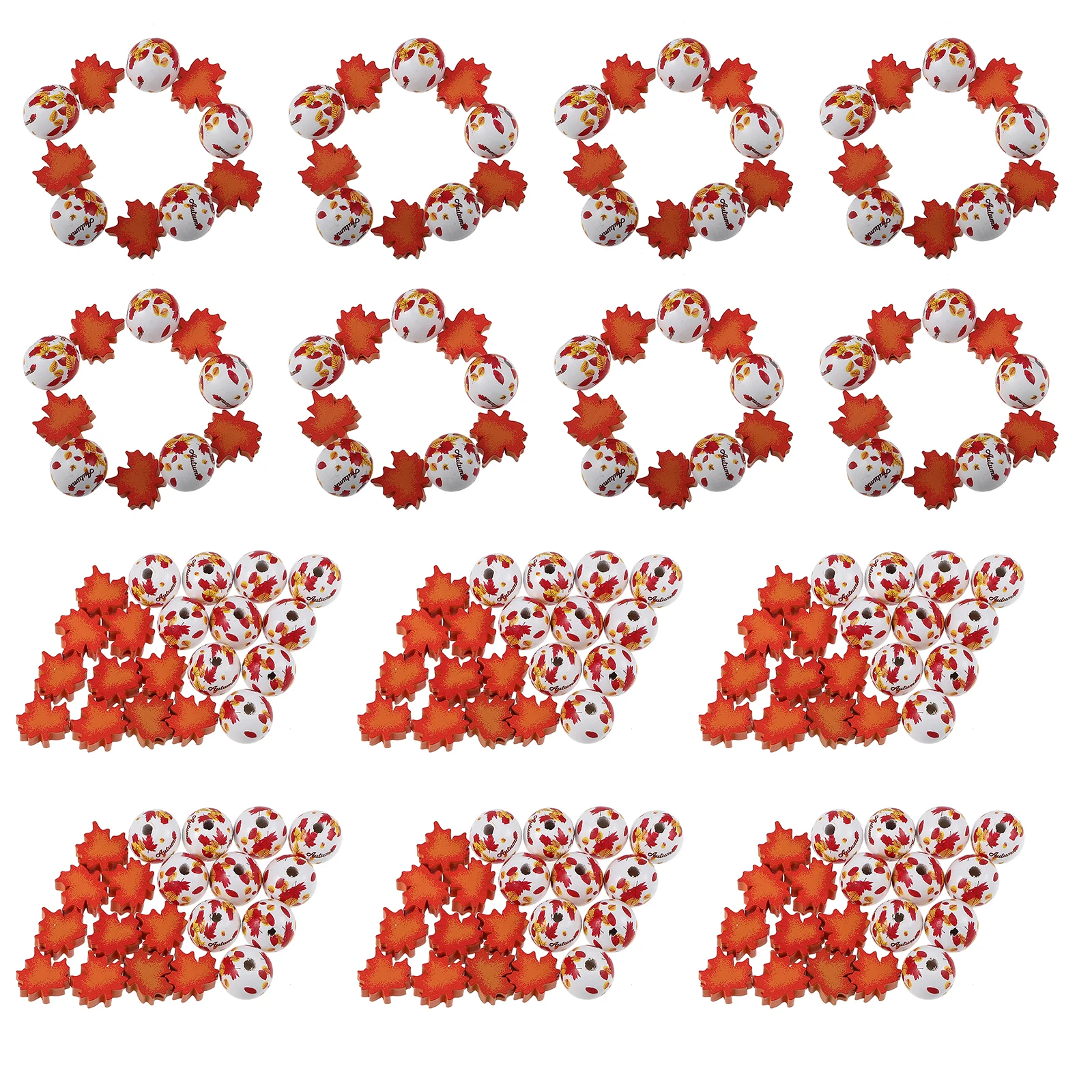 

80pcs Wooden Beads String DIY Accessories Leaf Shape Smooth Surface Jewelry Crafts Garland Decor Handcraft Beads