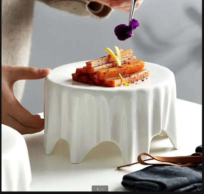 

White Ceramic Dinner Plate Restaurant Tableware Serving Plates Western Sashimi Sushi Dish Dim Sum Dessert Bowl