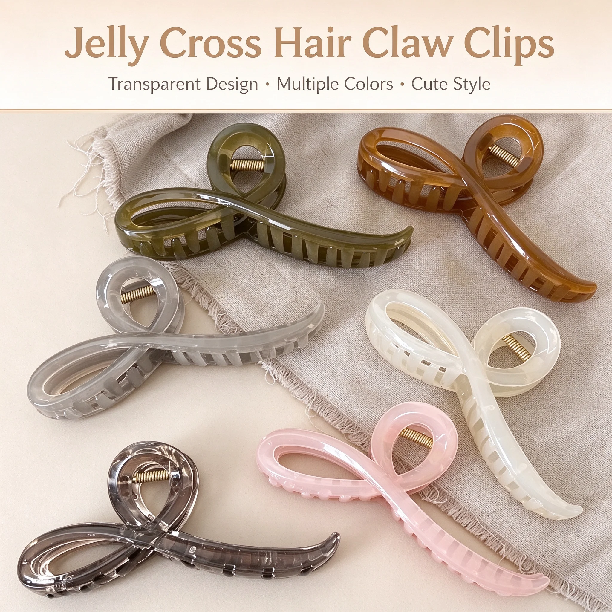 Elegant Jelly Color Bow Hair Claw For Women Vintage Back Headband Hair Clip Crab Girls Hairpin Fashion Hair Accessories Ornament