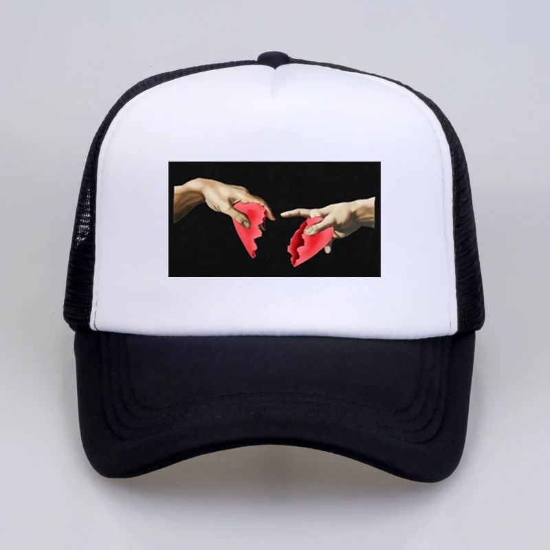 

Michelangelo Heart Break Print Baseball cap fashion Summer men Mesh Trucker cap MICHELANGELO Dad hat adjustable hip hop hat