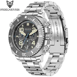 FeelNever Sport Quartz Man Watch 316L Stainless Steel Sapphire Big Dial Watches for Men Dive 500M Waterproof Clocks Reloj Hombre