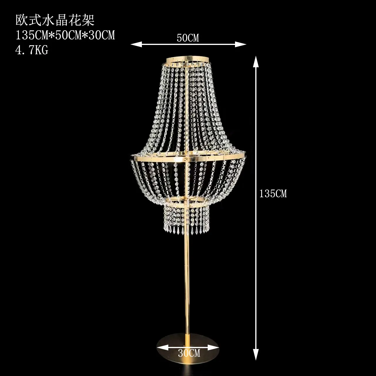 6 Stück Hochzeits-Goldmetall-Blumenrahmen Kristall-Straßenlampenrahmen Goldene Tischlampe für Hochzeitsdekoration – Detail 1