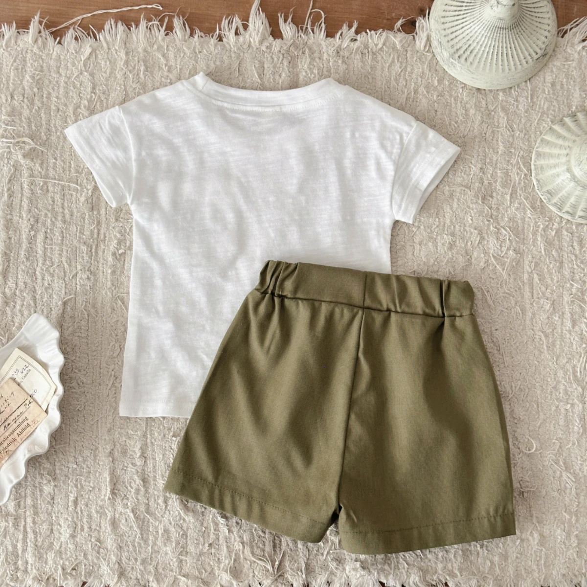 New Baby Girls Boys Clothes Set Embroidery of Little Dinosaurs Casual Pure Cotton T-shirt+Loose Shorts Newborn Summer Suit