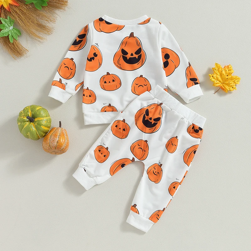 

Infant Halloween Costume Set Baby Girls Boys Ghost Print Hoodie and Stretchy Waistband Pants Toddler Outfits Set