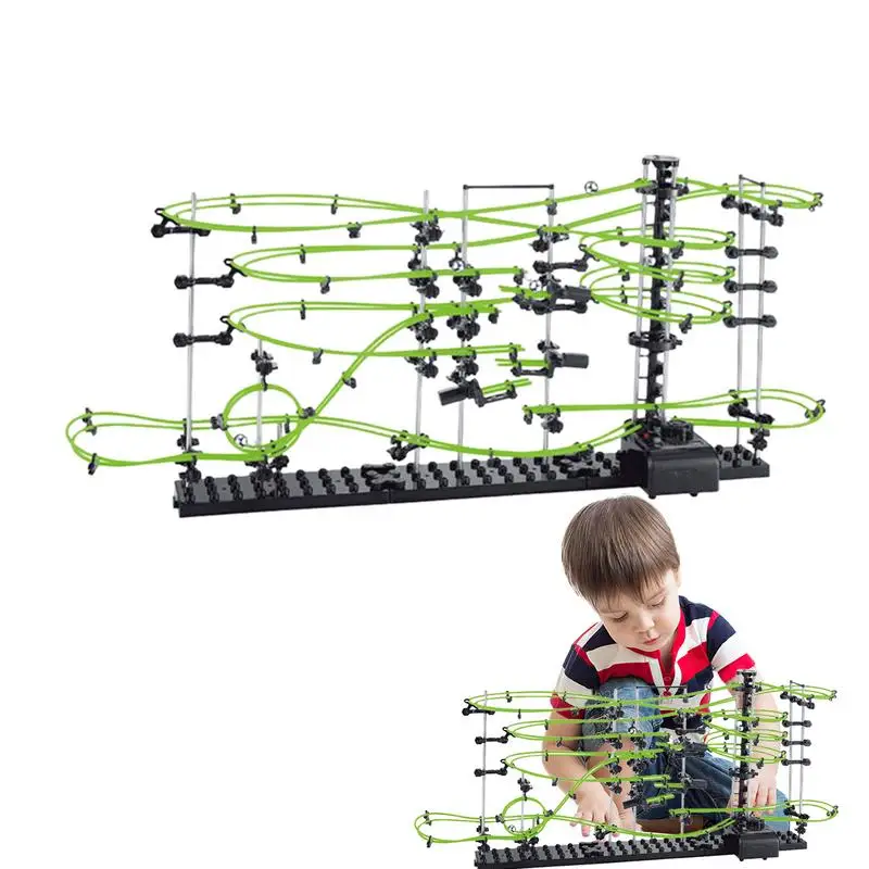 Marble Run Maze Race Track Games Spacerail Roller Coaster Electric Elevator Model Kids Education Science Toy Christmas Gifts