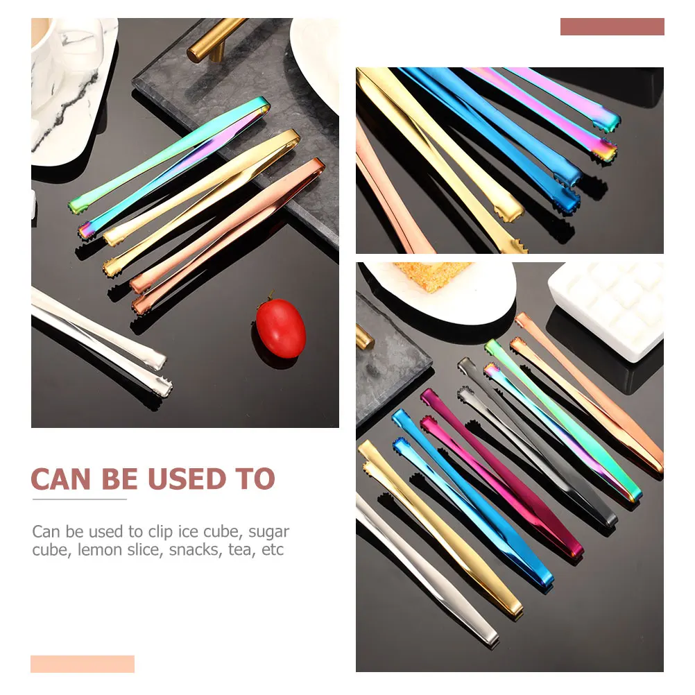 

3pcs Stainless Steel Ice Heavy Duty Kitchen Tongs For Food Serving Sugar Cube Clips Corrosion Resistant Fruit Tongs Ice Serving