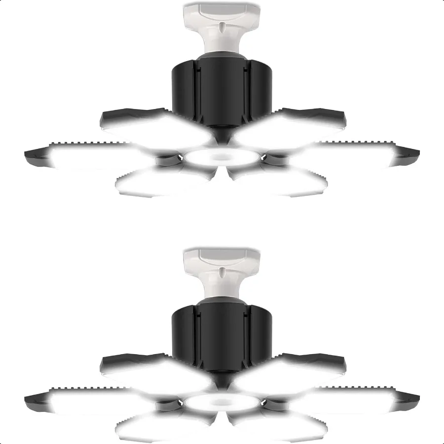 

Garage Light Bulb 100W with 6 Adjustable Panels E26 E27 Garage Led Lights Screw in 6000k Daylight LED Light Bulbs for Barn Atti