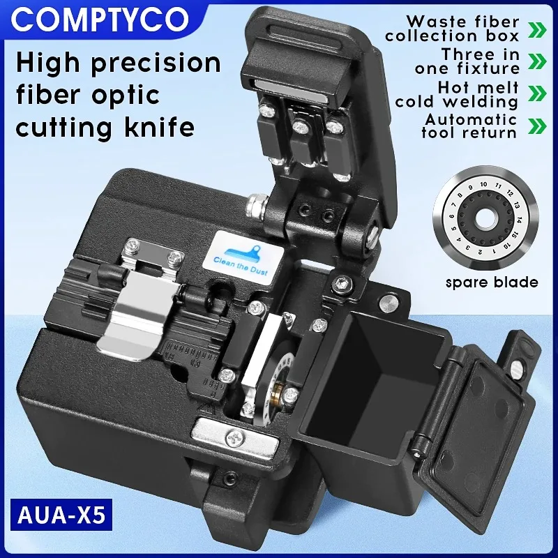 COMPTYCO AUA-X5 Fibre Aleaver FTTH Froid Thermofusible Connexion Fibre Optique Câble De Coupe Couteau Outils 16 Visage Lame