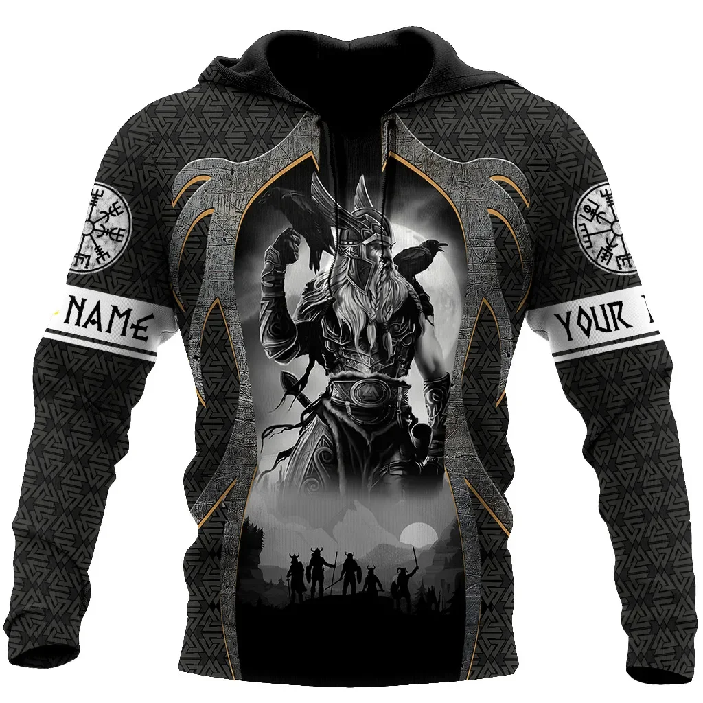 Fashion autumn and winter Hoodie  Viking odin3d printed Unisex casual zipper Hoodie Harajuku casual street style Sweatshirt