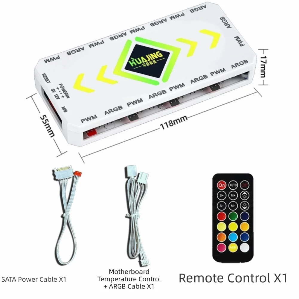 Lüfter-Hub 5V ARGB Lüfter-Hub 9 Anschlüsse SATA-Stromversorgung PWM Lüfter-Controller Magnetisch 3PIN PC-Kühlung Lüfter-Hub Computergehäuse – Detail 1