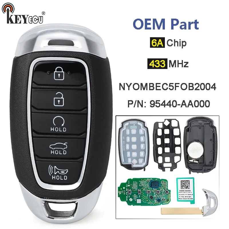 

KEYECU 434 МГц 4A чип P/N: 95440-AA000 идентификатор FCC: NYOMBEC5FOB2004 OEM запчасти для Hyundai Elantra 2021 2022