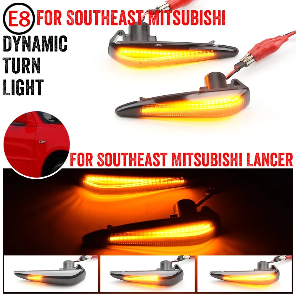 2x Dynamic LED Fender Turn Signal Light Side Marker For Mitsubishi Lancer EVO X Outlander Sport Mirage 2014+