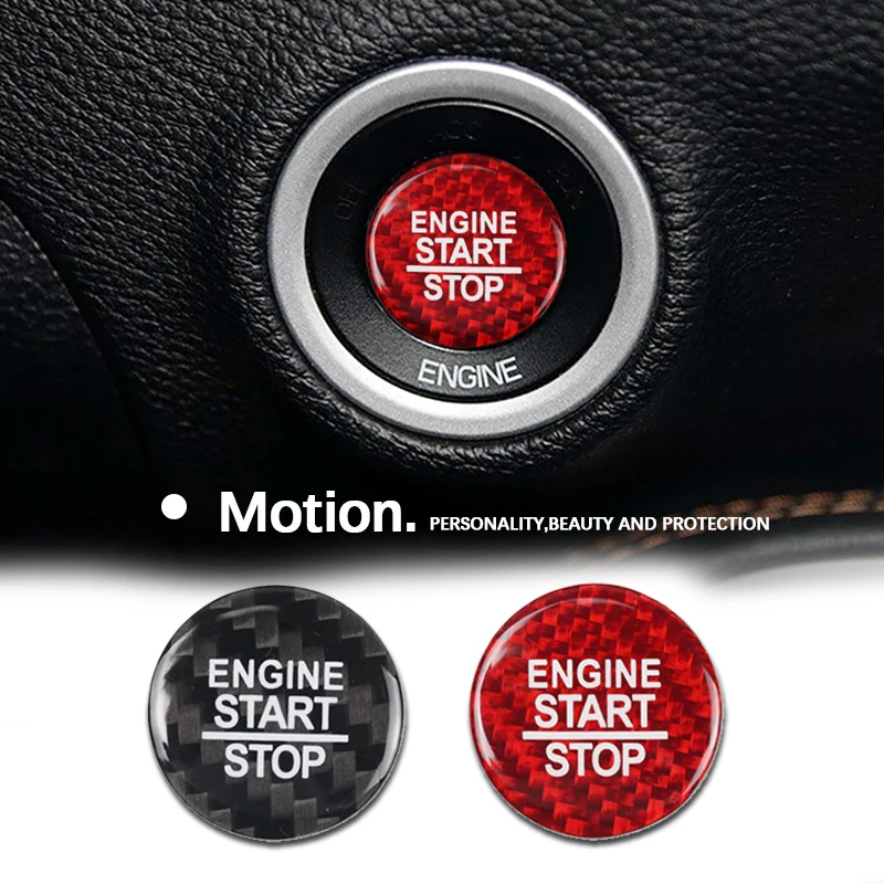 For Dodge Challenger SRT Car Carbon Fiber Ignition Switch One Button Start Cover Interior Trim Stickers Decoration Accessories