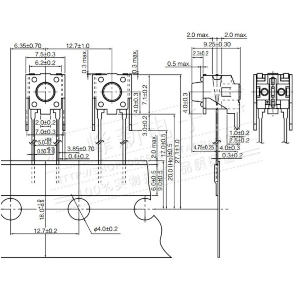 20Pcs Japanese Horizontal 6*6*9.5/6 Side Button Switch Light Touch Micro Switch With Bracket Length 2 Feet