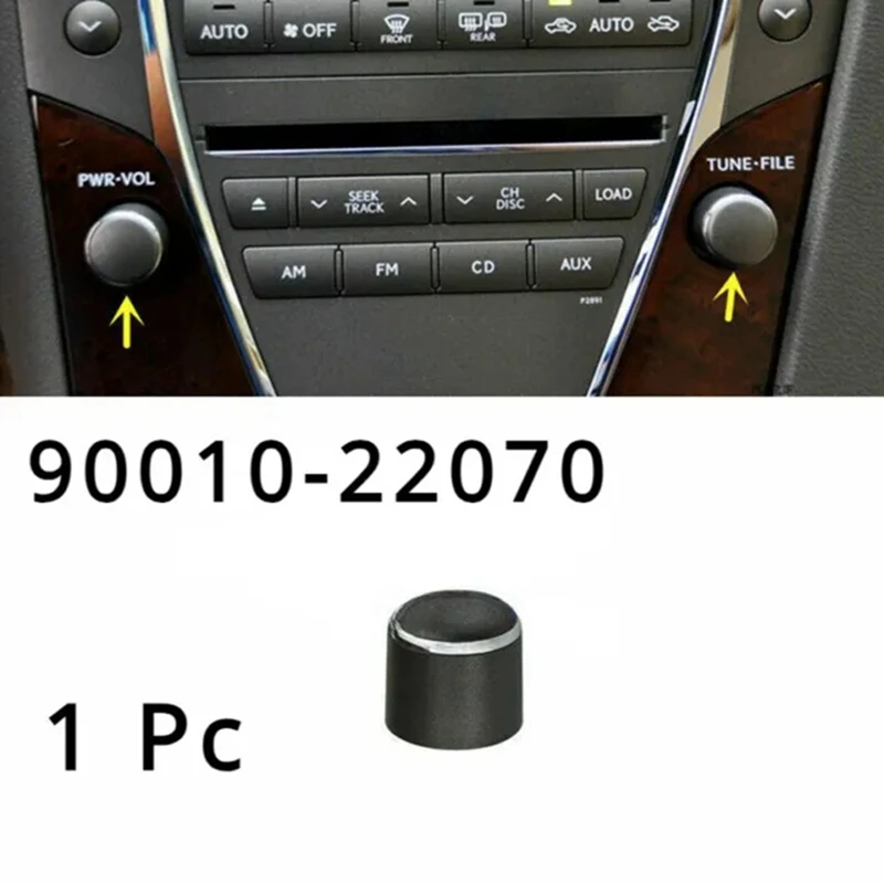 Lexus es240 es350 2006-2009、1個、90010-22050、90010-22070用のボリュームボタンオーディオノブ交換、黒の自動車用品