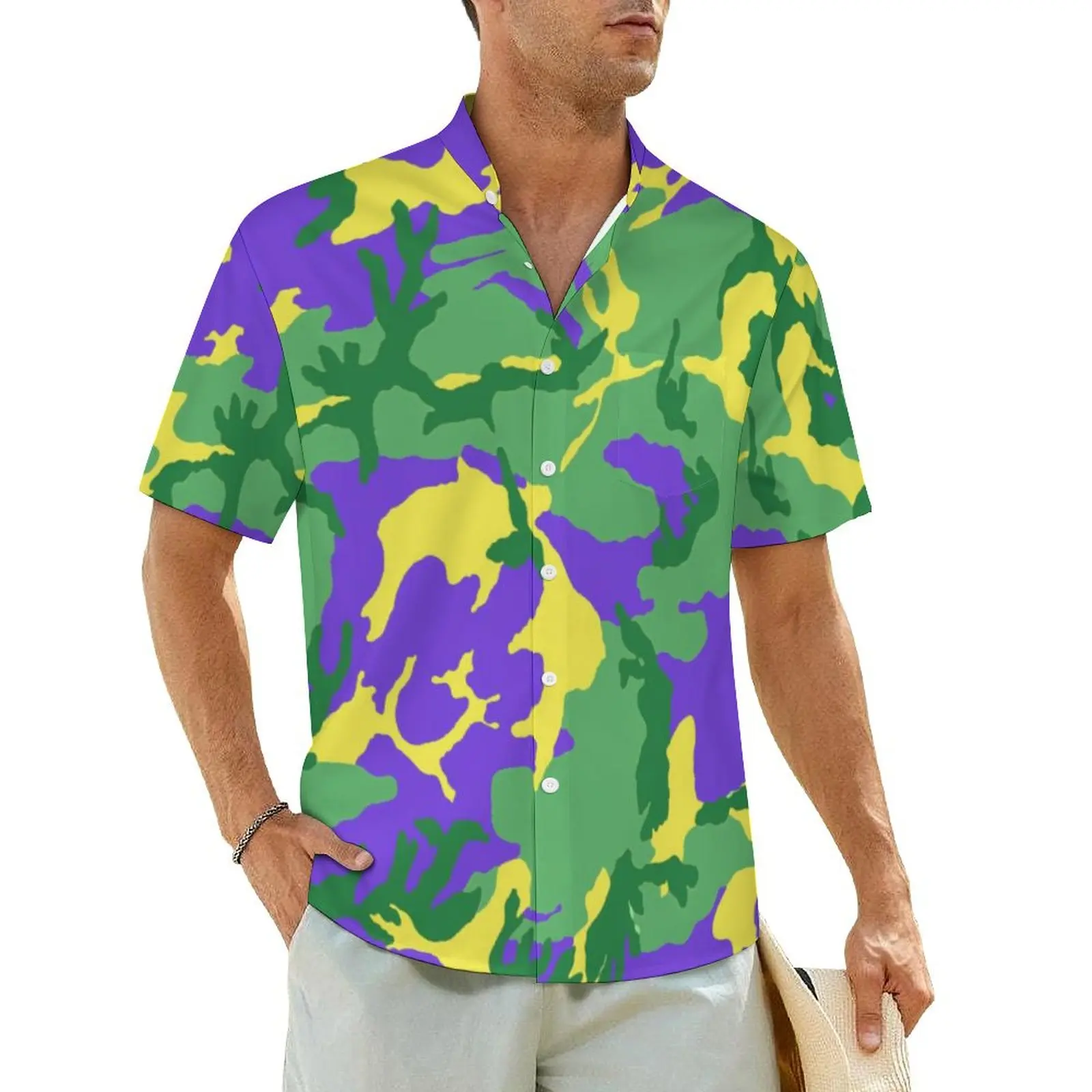

Мужская пляжная рубашка с коротким рукавом, В гавайском стиле