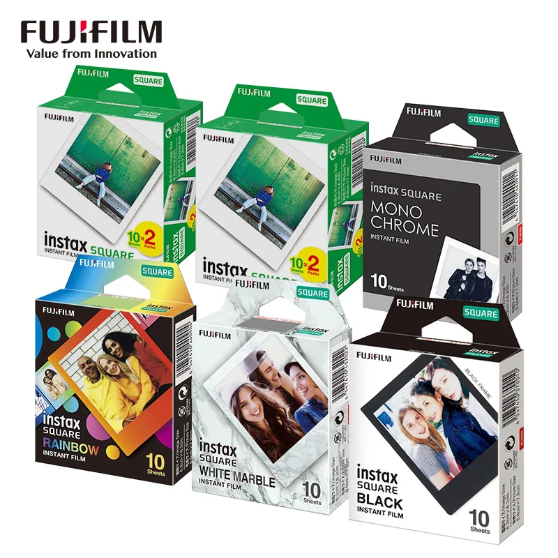 Fujifilm Instax-Película de color para cámara Fuji, Original, cuadrada, instantánea, borde blanco, formato híbrido, SQ10, SQ6, SQ1, SQ20, SQ40, SP3