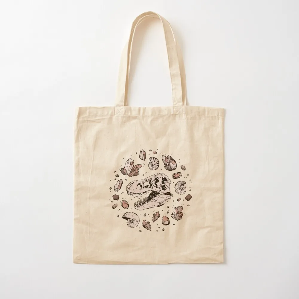 

Geo-rex Vortex Rose Quartz Dinosaur Skull Fossil Art Tote Bag cute tote bag sac pour femme reusable grocery bags Canvas Tote Bag