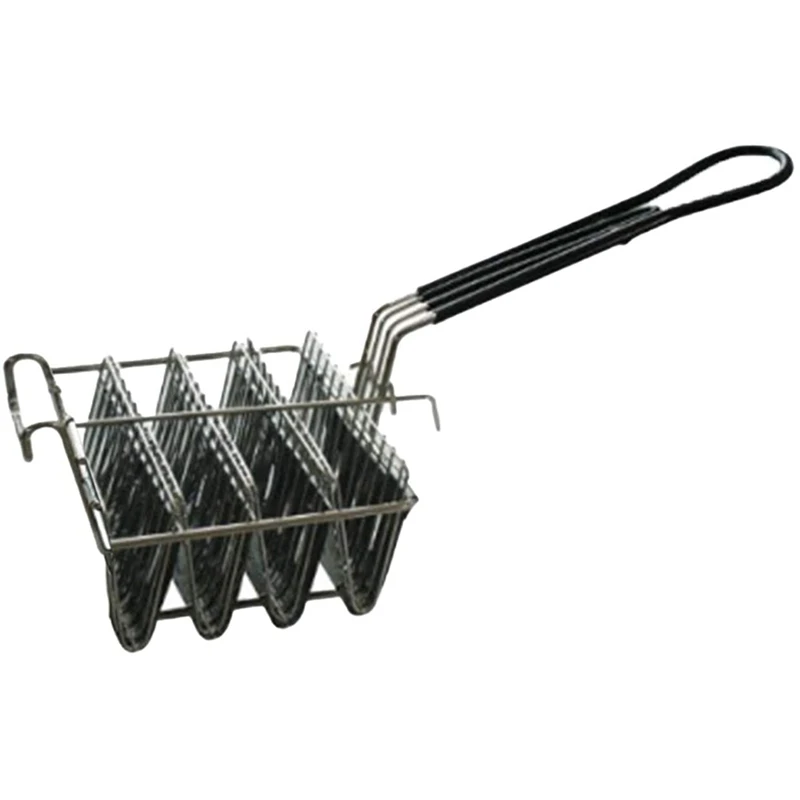 

2X Taco Fryer Basket, Taco Shell Fryer, Holds 4 Shells Deep Fryer Taco Holders Basket With Grip Handle Taco Holder Stand