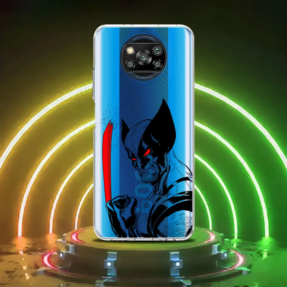 Marvel Wolverine Case for Xiaomi Poco M3 M5 X4 F4 F5 M4 M5s X3 NFC X5 X6 Pocophone F1 F2 Pro F3 GT TPU Transparent Phone Cover