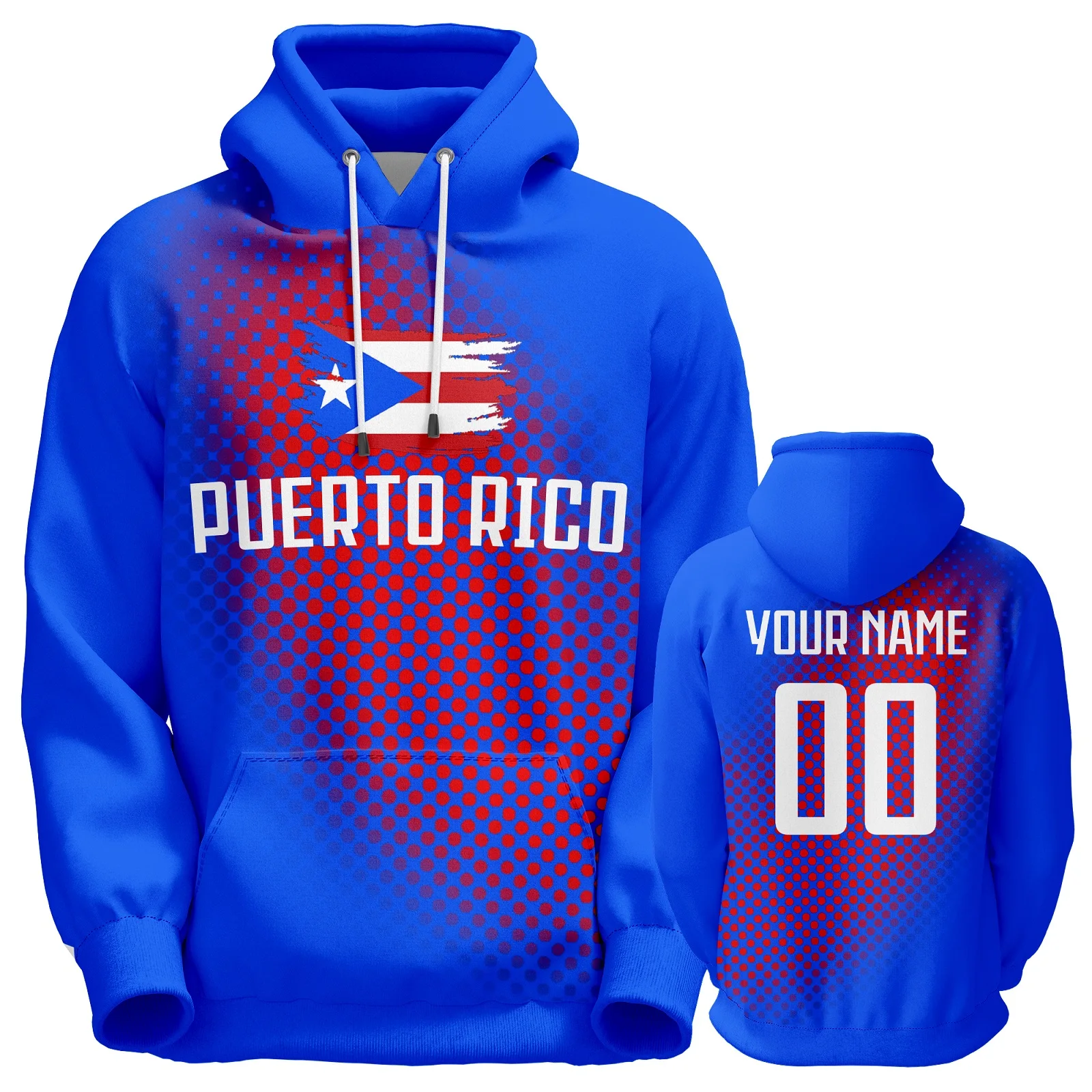 Custom Puerto Rico Soccer Hoodie Flag Print Football Sweatshirt Personalized Name Number Pullover Fans Gift Men Women Youth