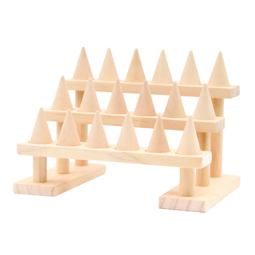 

Подставка для колец из цельного дерева, деревянный конусообразный органайзер для ювелирных изделий, держатель, настольная стойка для хранения колец, башня для колец