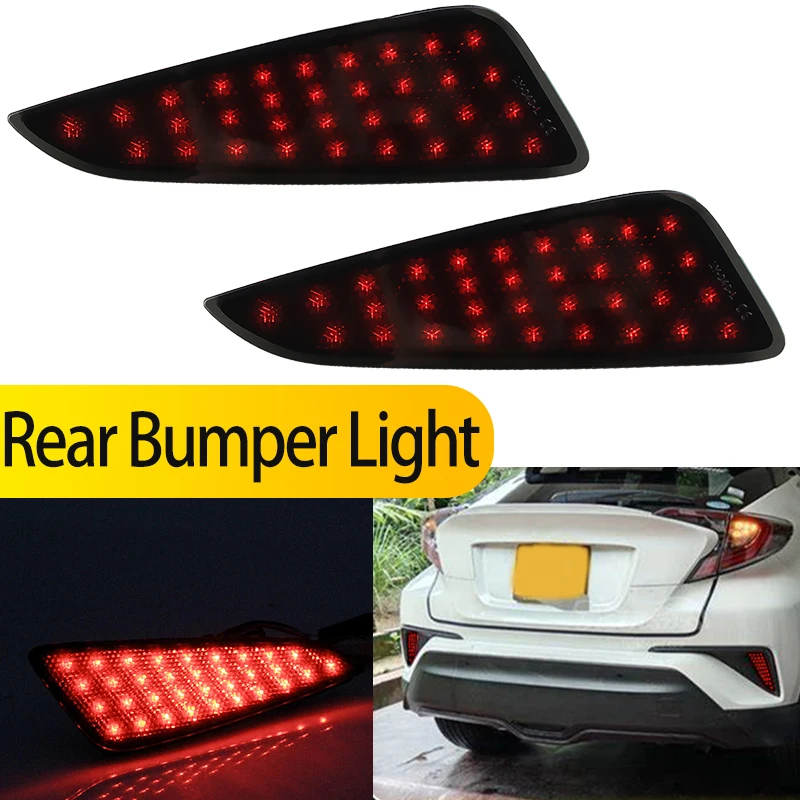 

2 шт. многофункциональные светодиодные противотуманные фары/стоп-сигналы для заднего бампера автомобиля Toyota C-HR 2016-2018, Yaris 2020-н.в., красные лампы, автомобильные аксессуары