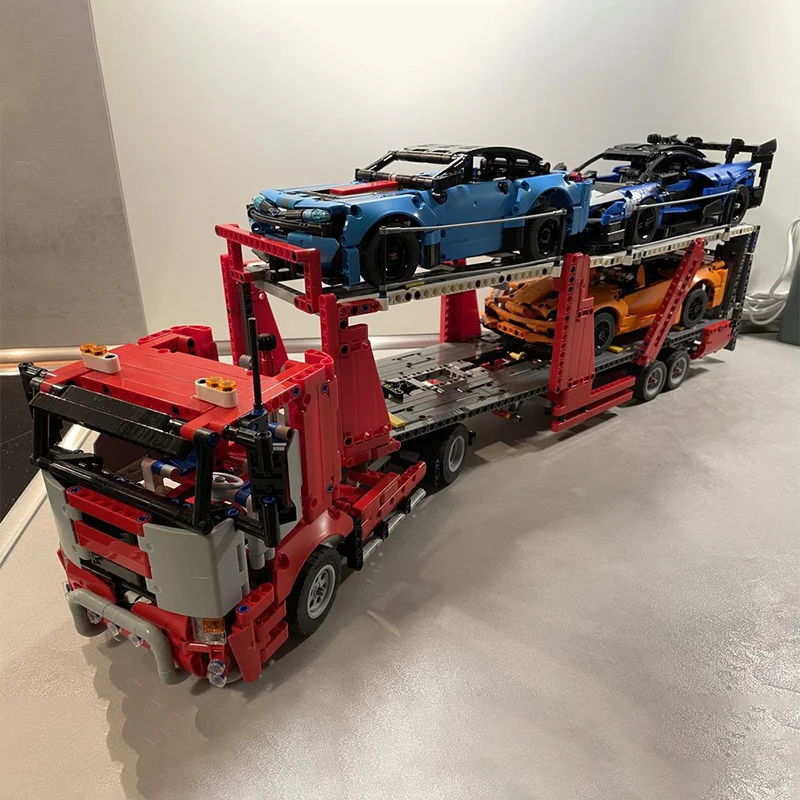 

1680Pcs Semi-Trailer Car Transporter 42098 C- MOC Double-Deck Platform Education Building Blocks Gift