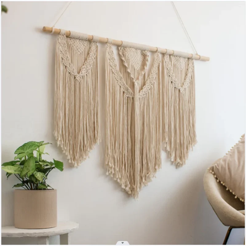 

Quality colourful boho feather shelf curtains macrame wall hanging decorations