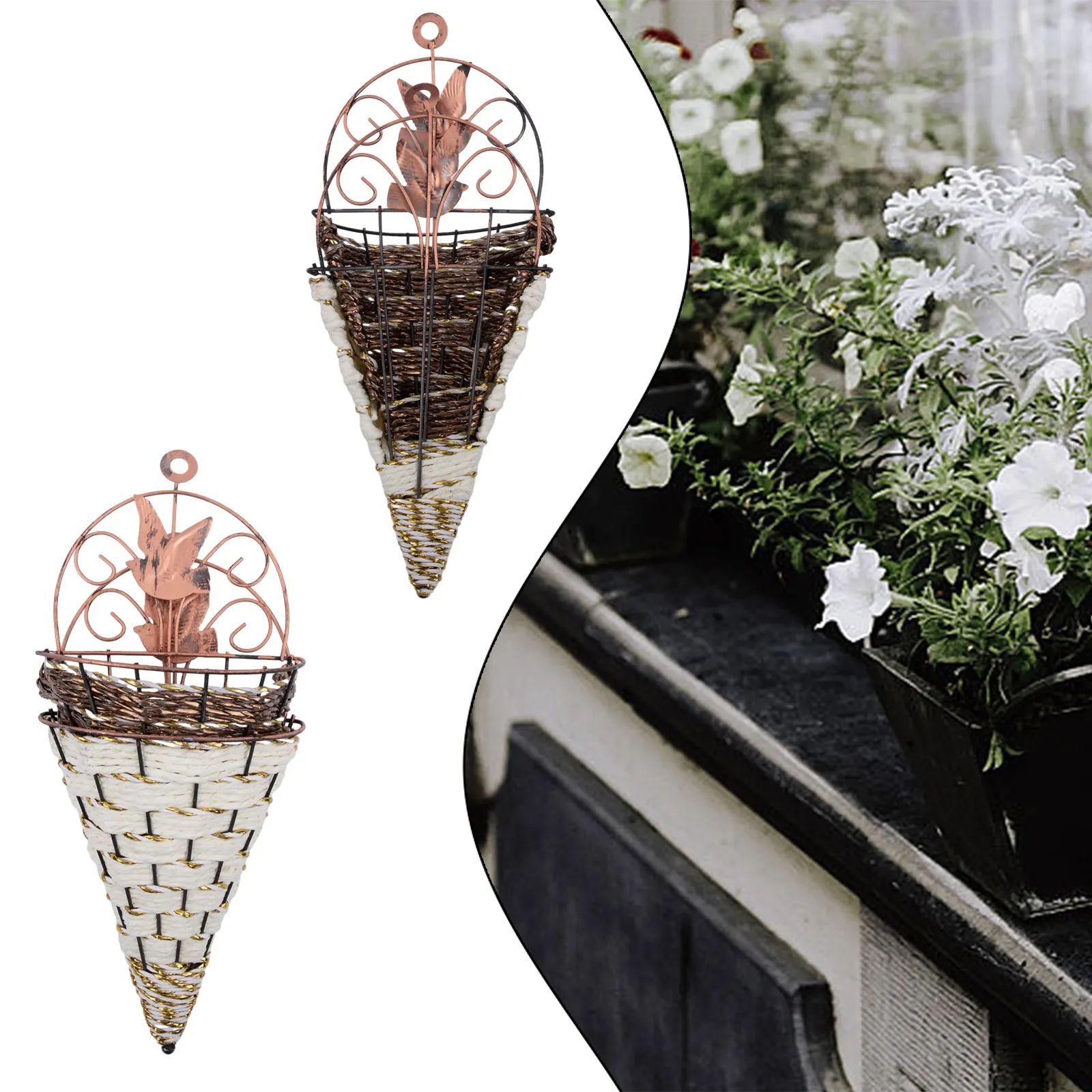 Simulation Flower Simulation Vase Wall Hanging Flower Basket Flower Basket Vine Interior Decoration Triangle Wall Hanging