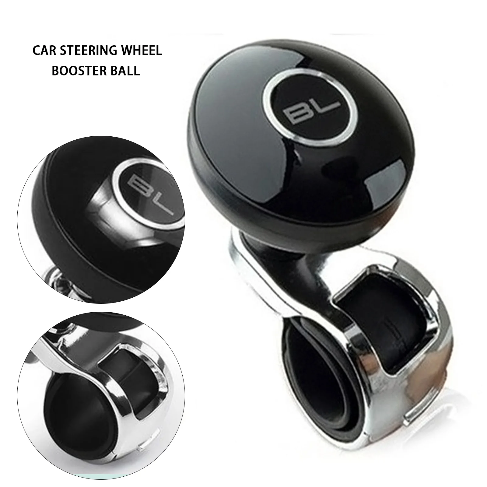 Universal Black Metal Steering Wheel Car Accessories Helper Grip Spinner Knob Turning Hand Control Booster Power Handle Ball