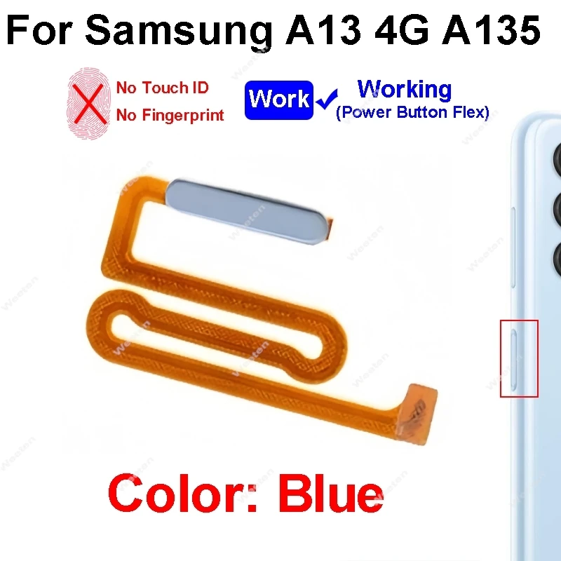 Sensor de impressão digital touch id conector cabo flexível com botão liga/desliga para samsung galaxy a13 4g 5g a135 a136 peças