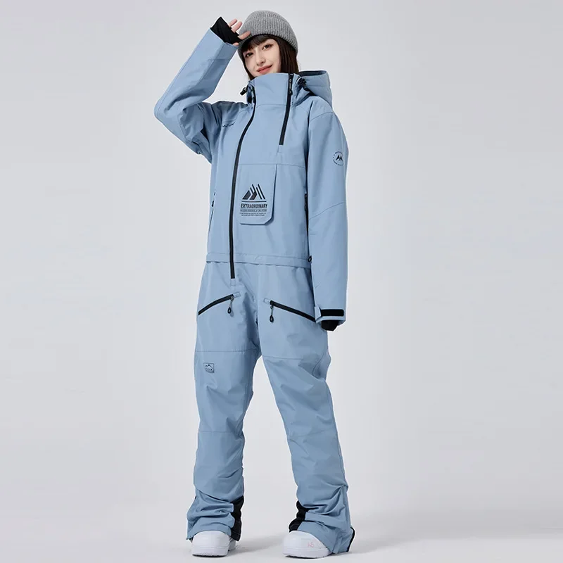 2025 Men Baggy Skiing Suites Winter Snow Clothes Couple Warm Jumpsuits Ladies Windproof Ski Overalls Snowboarding Tracksuit Set