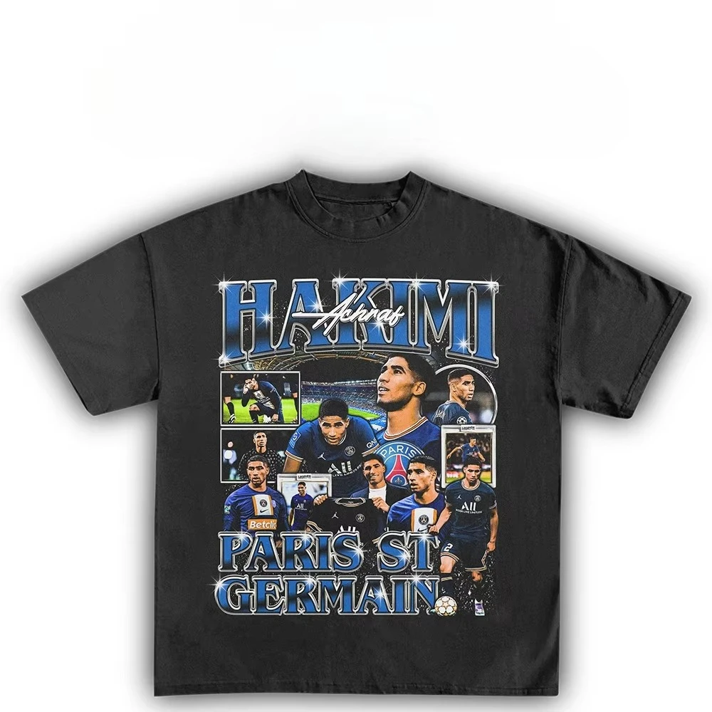 

European&American Achraf Hakimi Football Sport Casual High Street High-quality Men's T-shirt, Women's T-shirt Couple Style