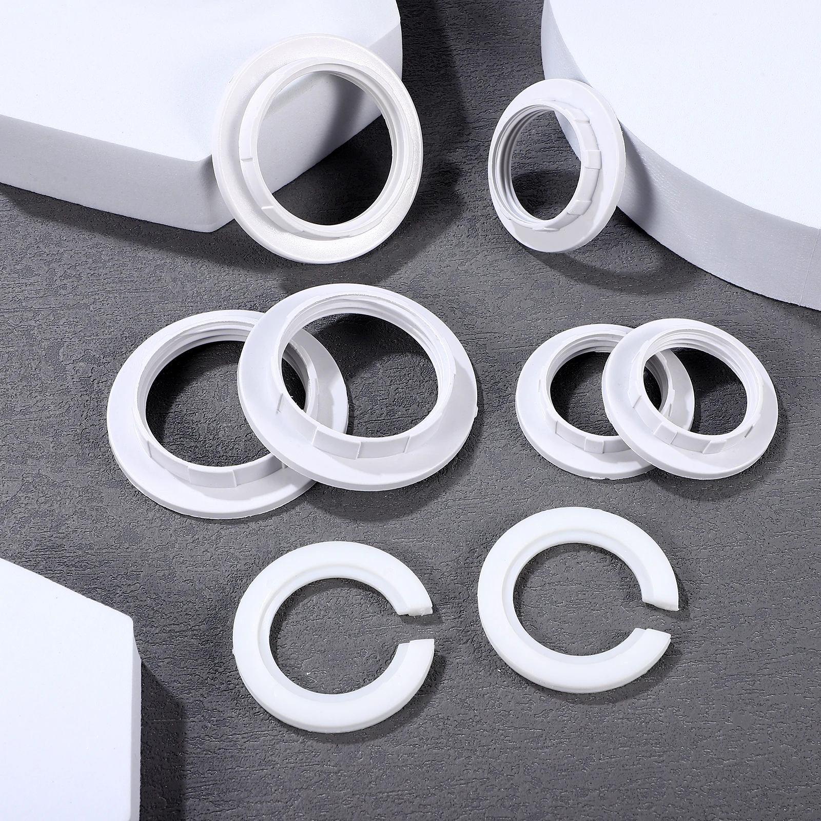 

15pcs Lamp Holder Fixing Ring Set Adjustable Plastic Light Socket Shade Converter E27 E14 Reducer Ring Kit Socket for Floor