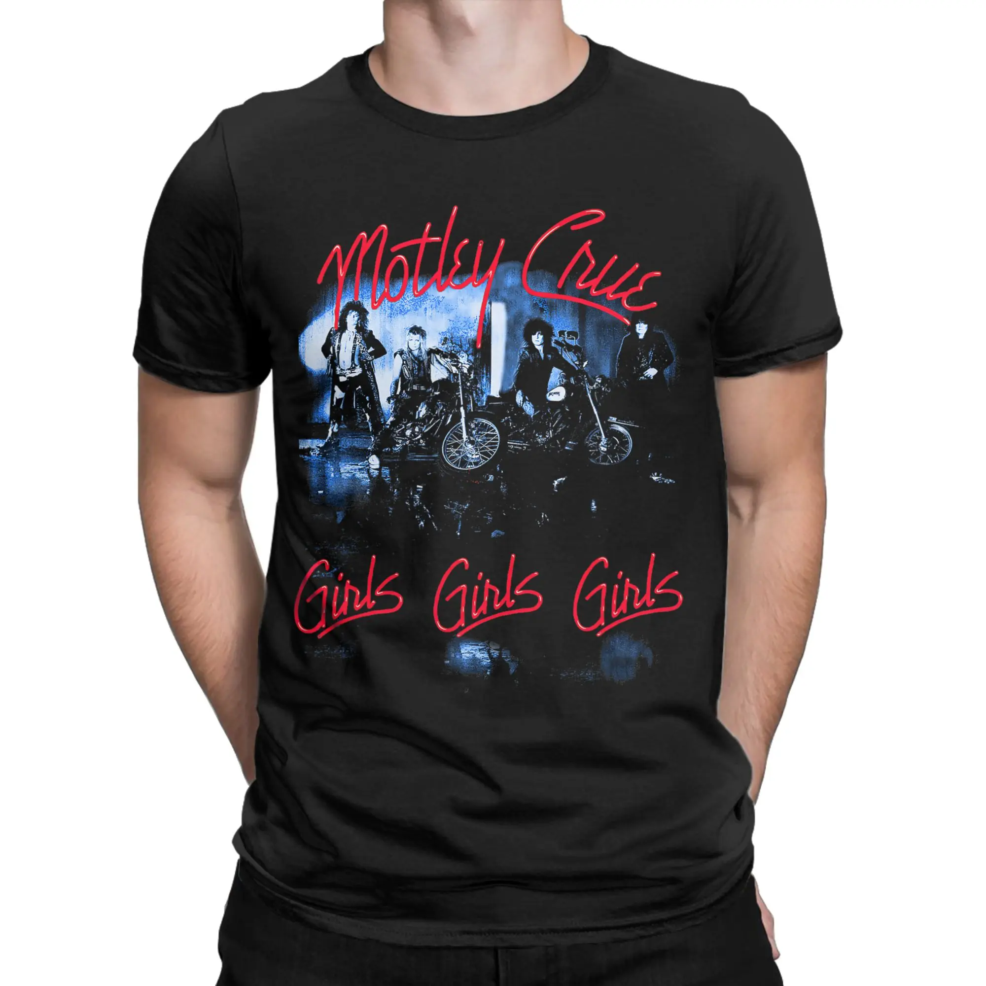 Fit Motley Crue Graphic T Shirt Summer  Popular T Shirts Mens 100 Cotton O-Neck 4XL 5XL 6XL Clothes Short Sleeves Vintage Tshirt