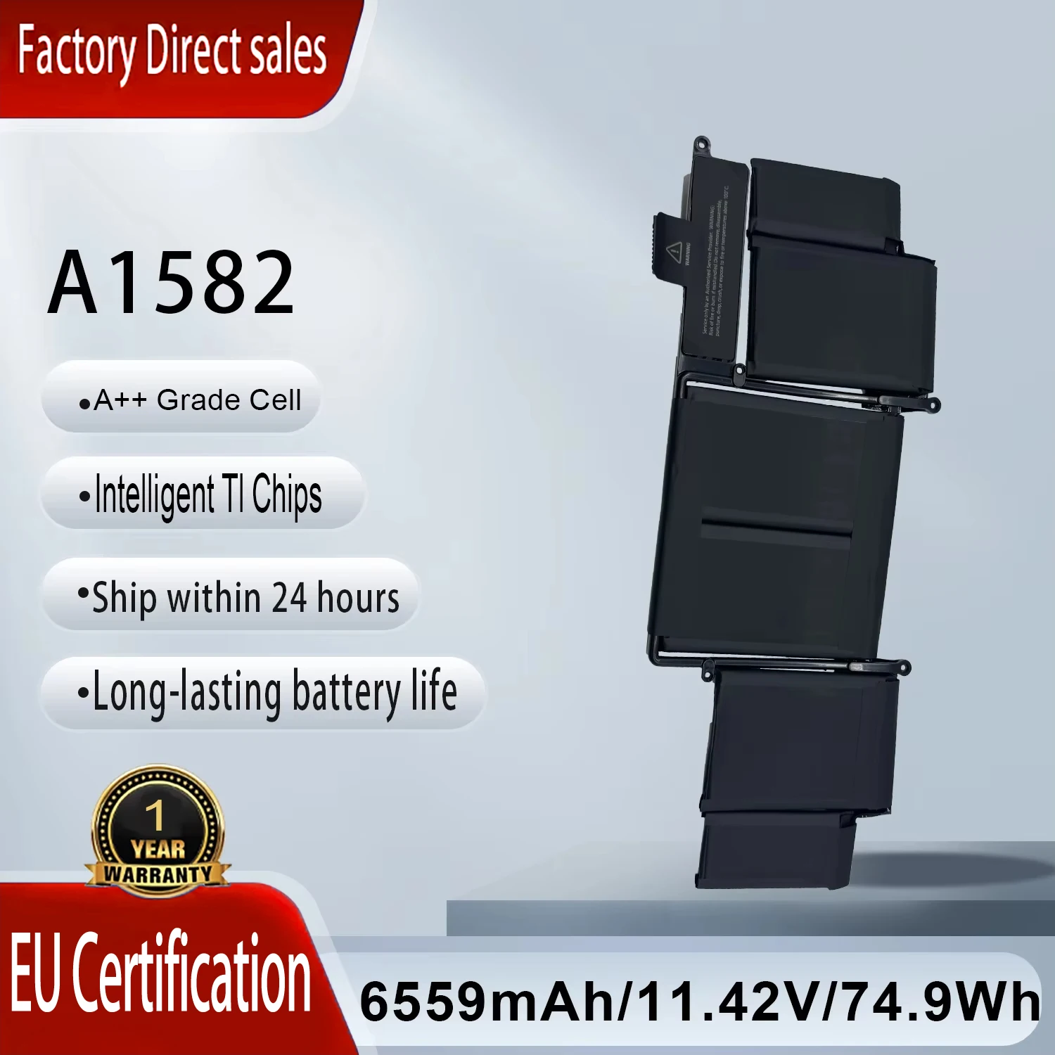 

Replacement Battery A1493 For MacBook Pro Retina 13" A1502 Early 2013 to Mid 2015 A1582 020-00010