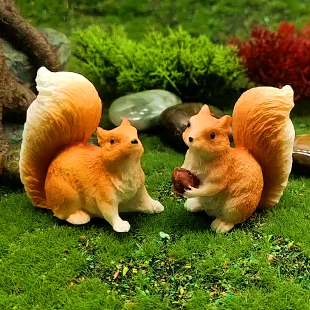 4 Pcs Mini Figurine Squirrel Model Micro Landscape Decoration Lovely Ornament Toy Toys Sculpture Garden Tiny Statues Glass