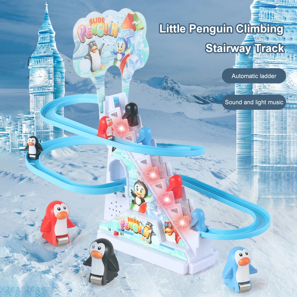 Jouets d'escalade de petit pingouin, conception d'assemblage, jouet d'escalier de dinosaure électrique, exercice d'éducation précoce, compétences pratiques pour enfants