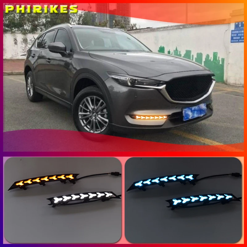 For Mazda CX-5 CX5 2017 2018 2019 Dynamic Turn Signal Relay Waterproof Car DRL 12V LED Daytime Running Light Fog Lamp Decoration