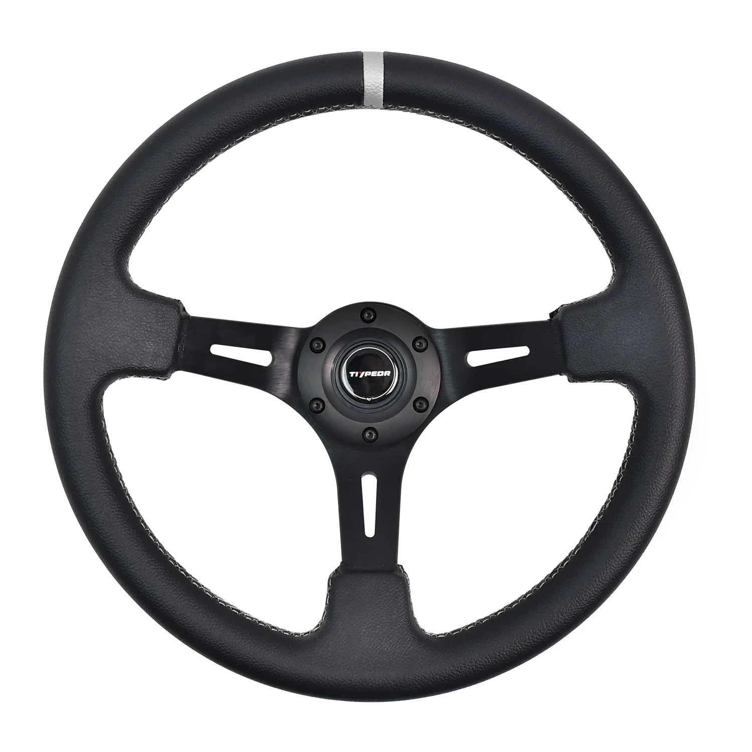 TIYPEOR 350mm Universal PVC Customizable Gray Joint Racing Modified Steering Wheel