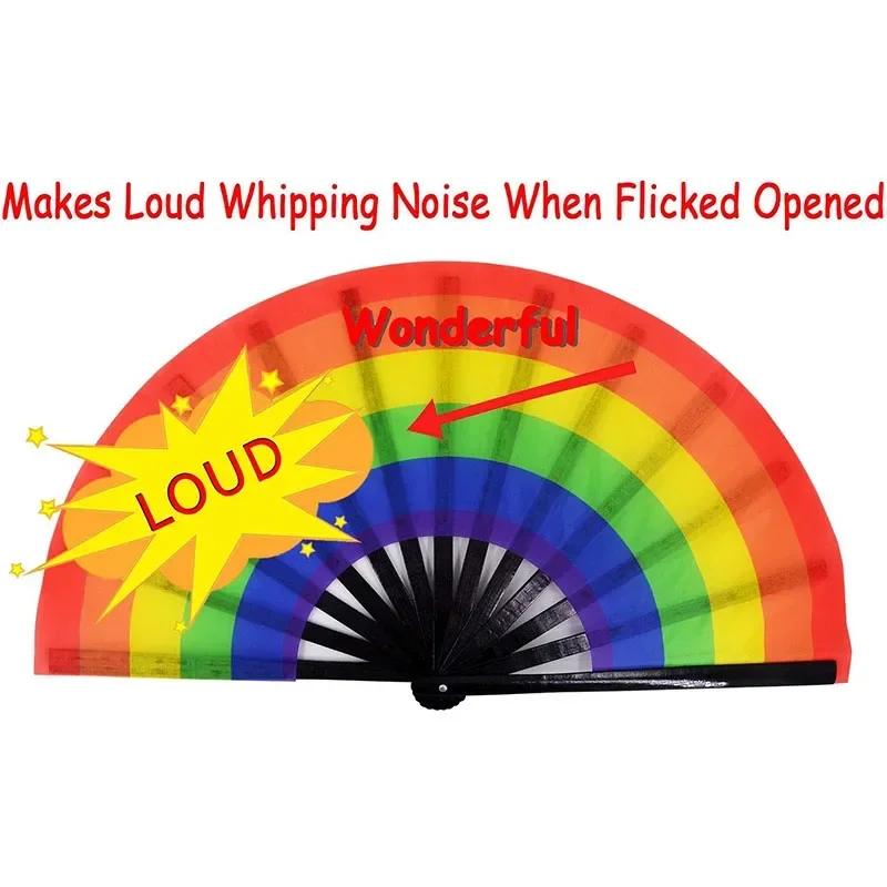 1/5/10pcs Big Folding Fans Colorful Rainbow Handheld Fan Summer Party Rave Fans Fabric Pocket Hand Fans Dance Fan Gifts Wedding