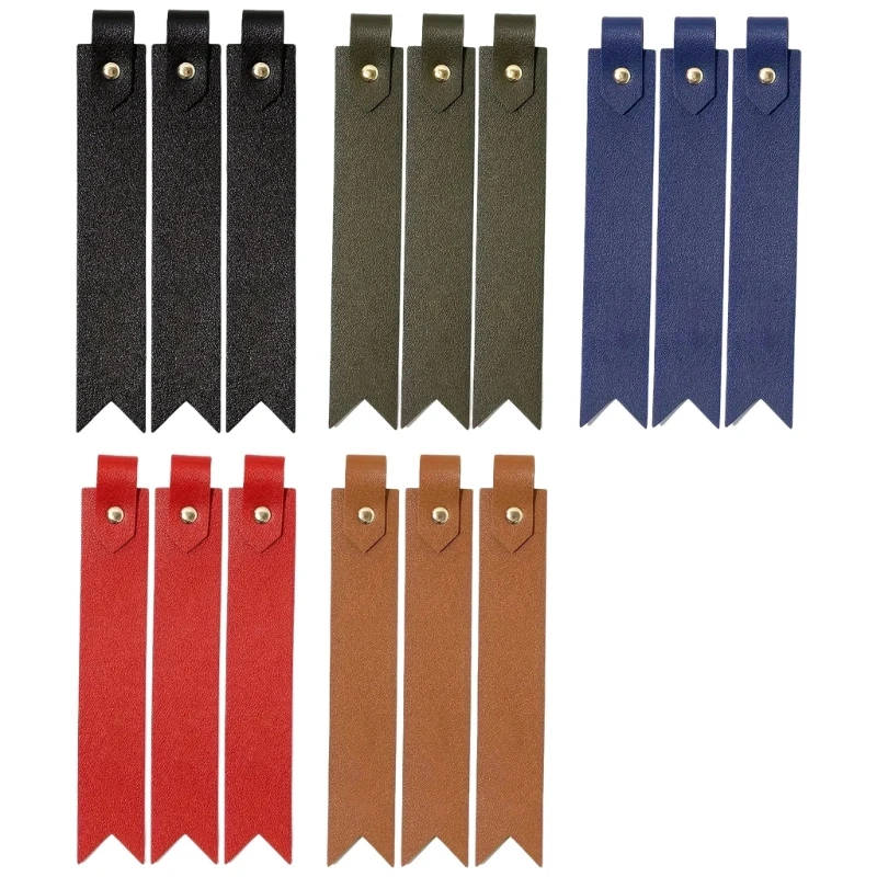 3 Pcs PU Leather Bookmarks 2 in 1 Page Marker Simple Bookmarks Creative Page Marker with Pen Holder for Teacher